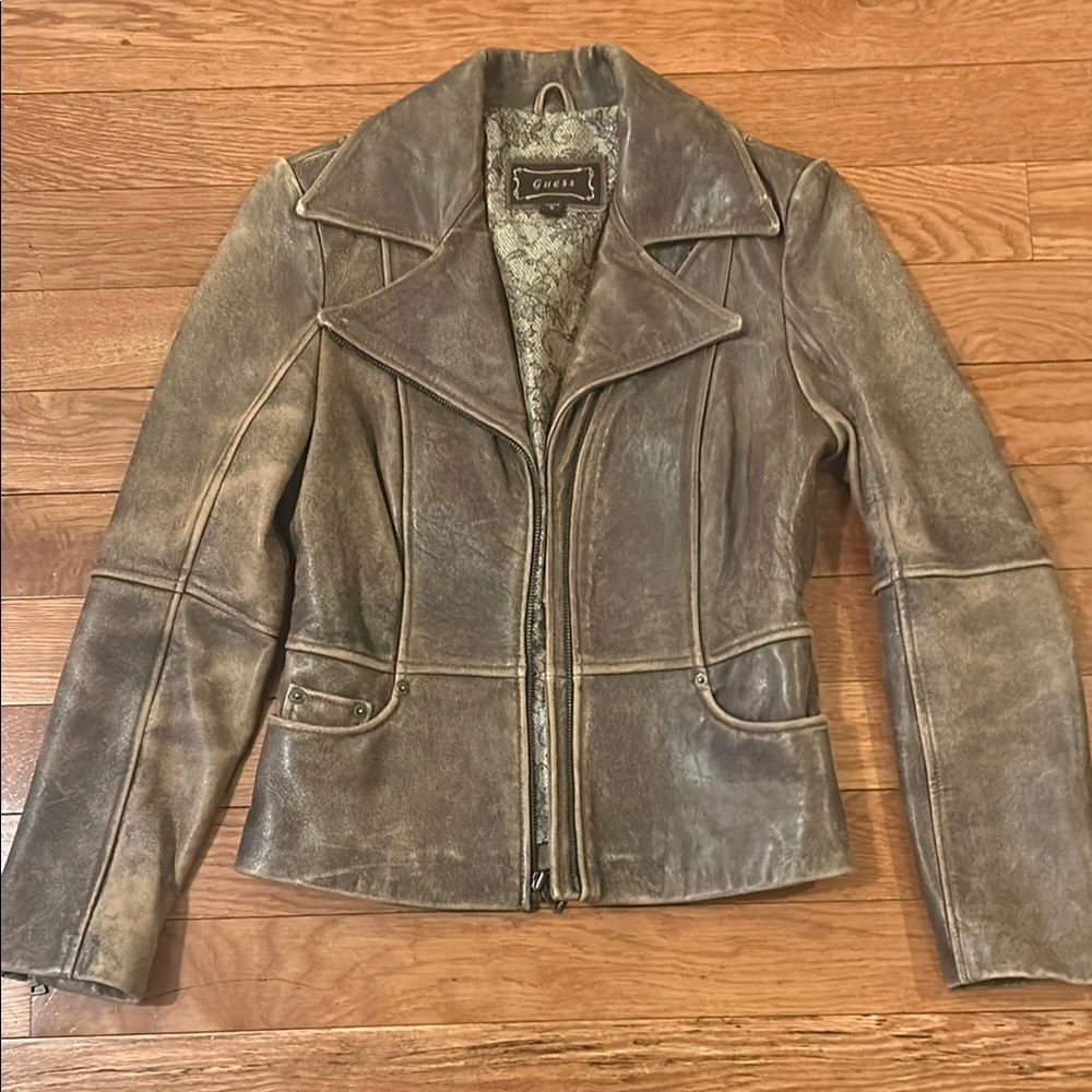 Guess Women's Brown Genuine Leather Jacket